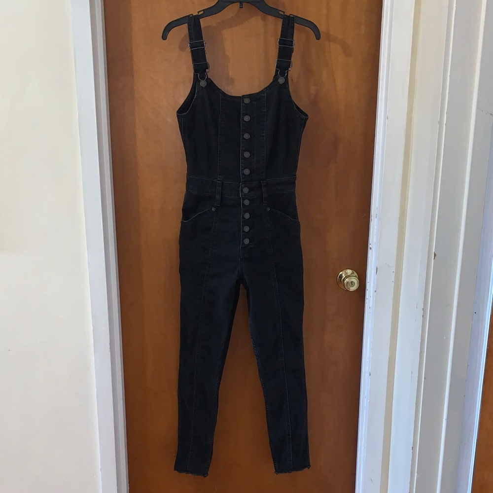 Abercrombie Black Denim Overall Jumpsuit